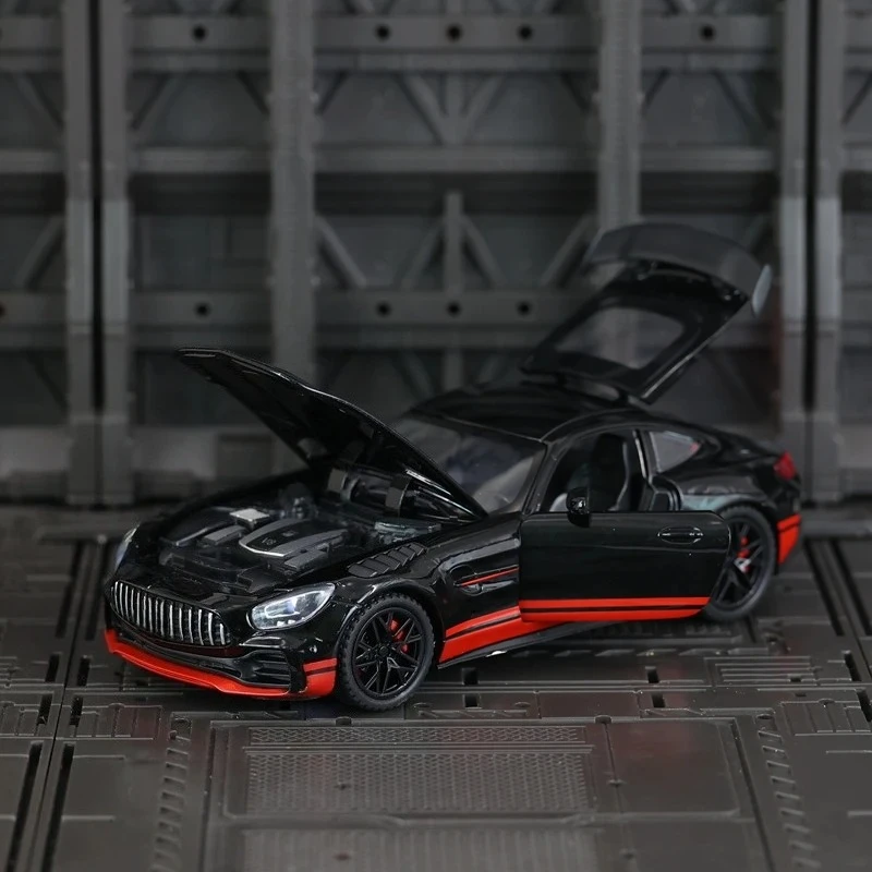 2025 nueva colección para modelo de supercoche de aleación Mercedes AMG GTR 1:32, puertas y capó de motor, maletero se puede abrir para juguetes para niños