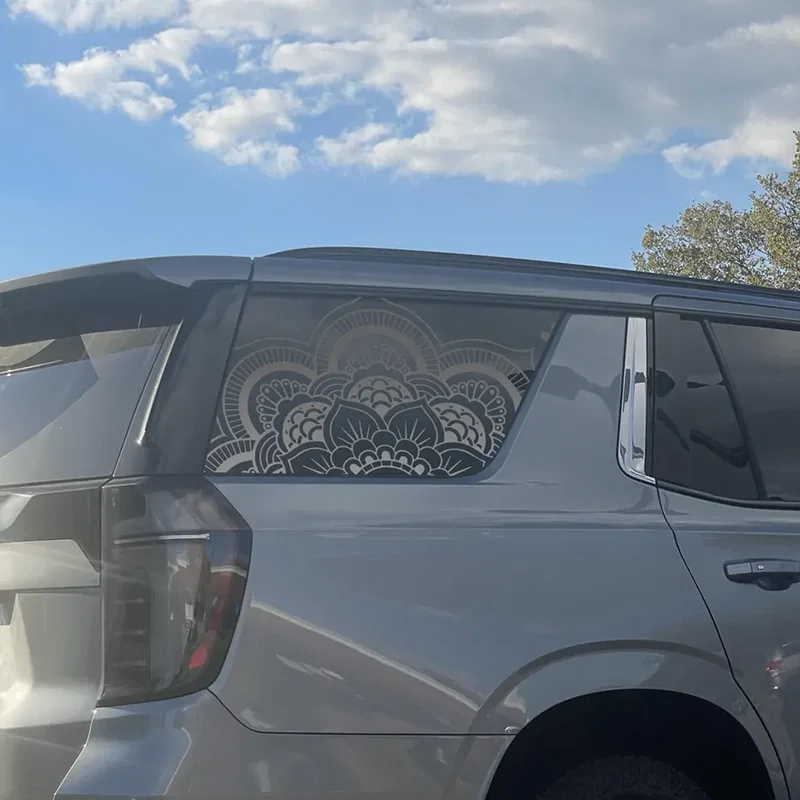 Mandala Half Flower Car Sticker for Triangular Window Decoration Universal All Vehicles Accessories PVC Waterproof Vinyl Decal view 3