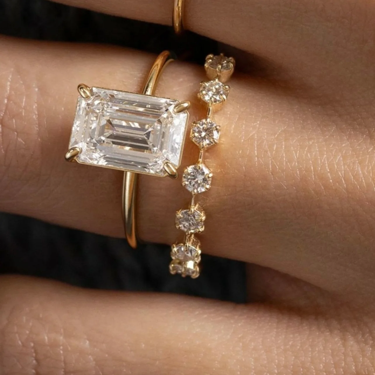 

Прямоугольное кольцо из стерлингового серебра 925 пробы с муассанитом 3,5 карата, ювелирные изделия с покрытием из 18-каратного золота, подходит для подарка на годовщину