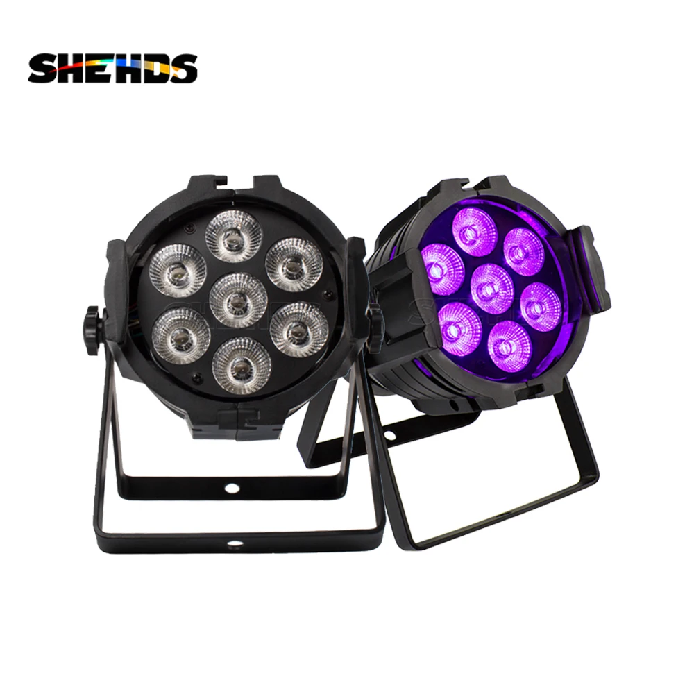 

SHEHDS 7x18W LED Par RGBWA+UV Wash DJ Light Aluminium 6in1 Lights For Disco Parties House Office Decoration Nightclub Light