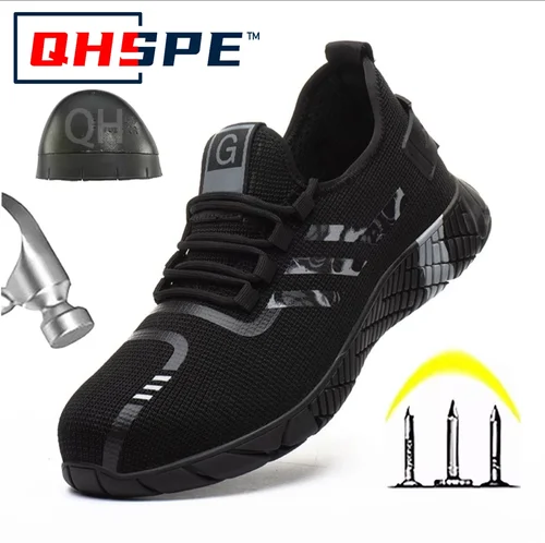 Zapatillas de trabajo, zapatos de seguridad para hombre, zapatos de trabajo con punta de acero para construcción, botas de seguridad, zapatos para hombre, trabajo a prueba de pinchazos, verano, Kevlar