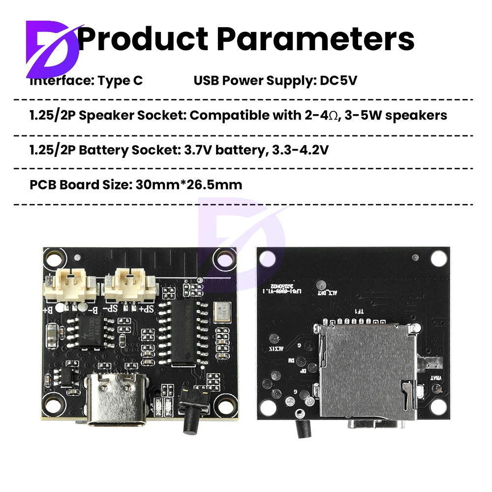 وحدة مضخم صوت بلوتوث DC 5V 3W مع واجهة قابلة للتعديل من النوع C تدعم بطاقة TF وتشغيل بطاقة الذاكرة #5