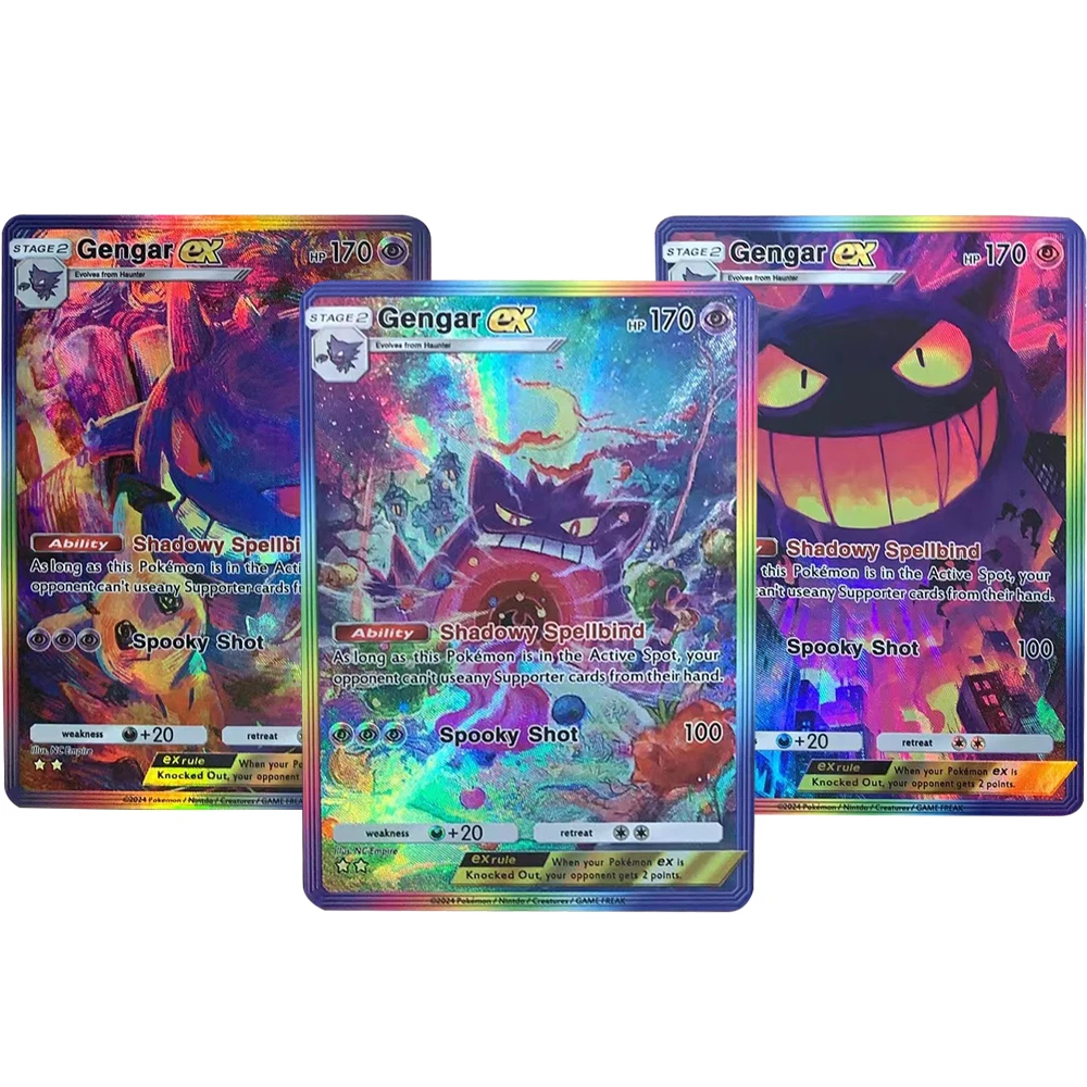 

3 шт./компл. Diy P.M POCKET Коллекционная карта Самодельная английская версия Gengar Color PTCG Анимационная карта Классические подарочные игрушки