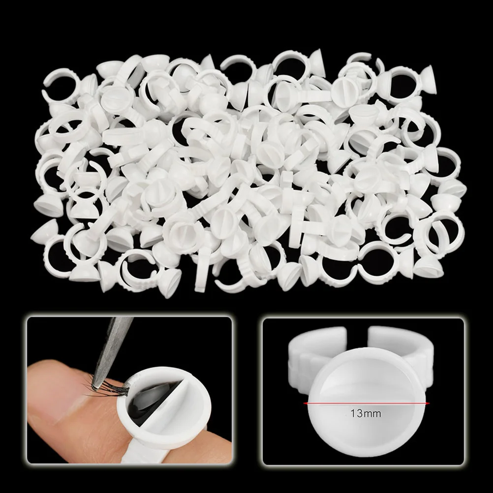 

100Pcs Eyelash Ink Ring Holder Disposable Clear Tattoo Pigment Container Makeup Tool for Professional Lash Application
