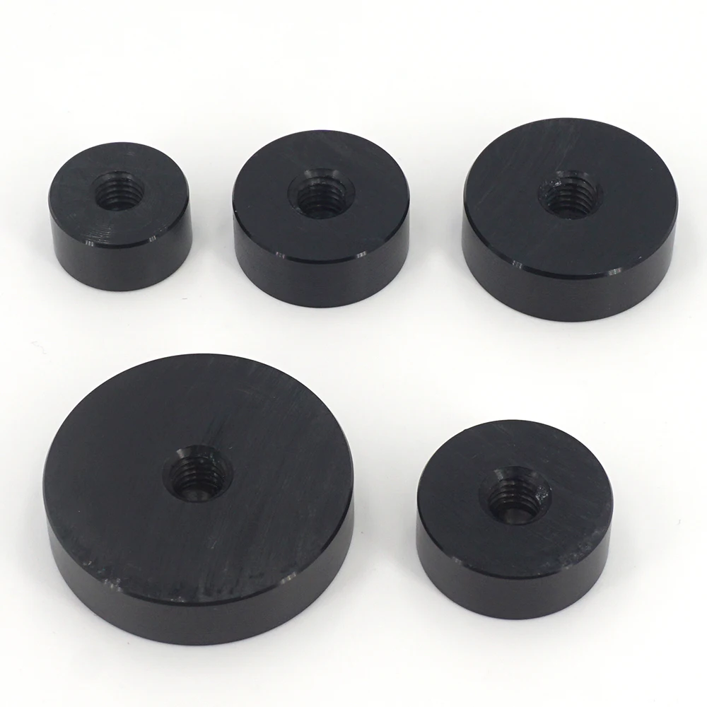 Black Aluminum Glass Table Top Adapter Circle Metal Block Disc 10mm Thick 20/25/30/40mm - M8