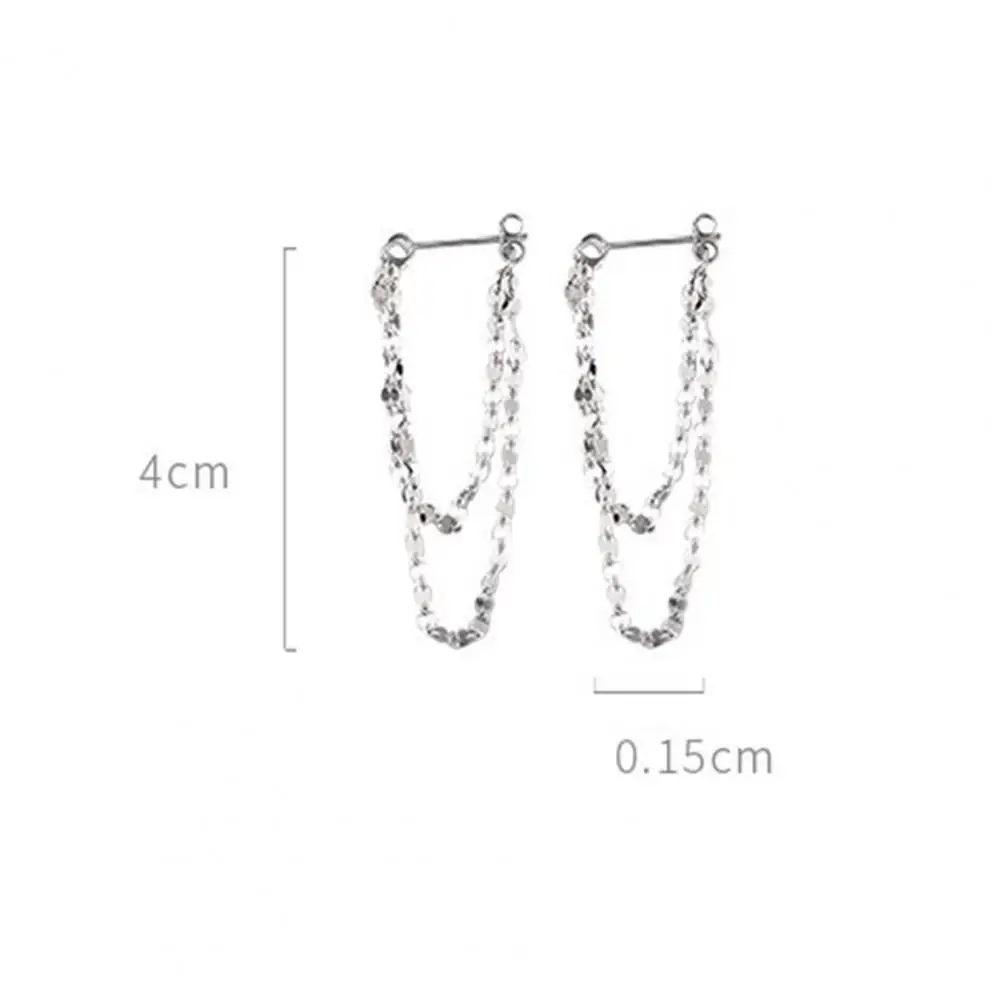 Dubbele kettingen lange kwast oorbellen voor vrouwen Koreaanse roestvrijstalen zirkoon hangende oorbel piercing sieraden