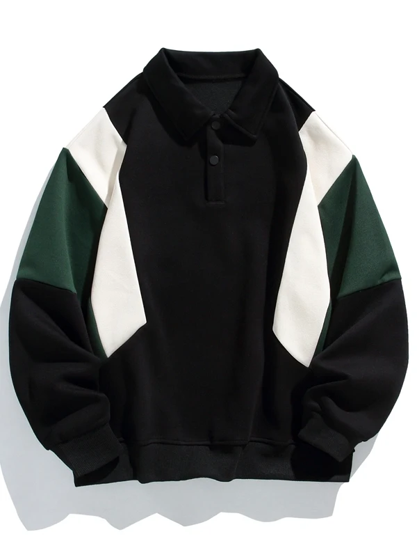 

Autumn 2025 Men's Loose Long Sve irt Color Blo Casual Versatile Sweatirt Hong Kong Sle Faion Trending Coupl...