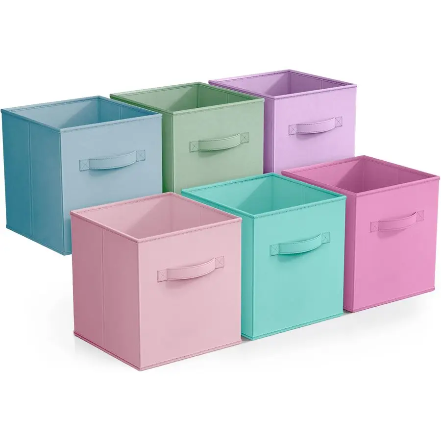 

Fabric Storage Cubes 6 Foldable Storage Bins for Organizing Pantry, Cubbies, Toy Box Clothes Storage amp Closet Organizer 11 Inc