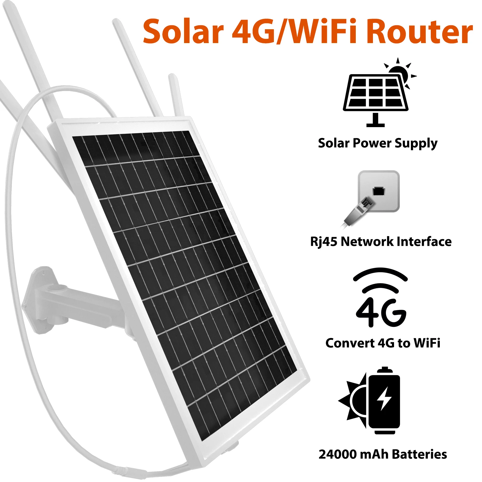 Banco impermeável do poder da bateria da longa resistência, 4G solar powered, escala 50M WiFi, IP66, 24 7, 24 7, 15W