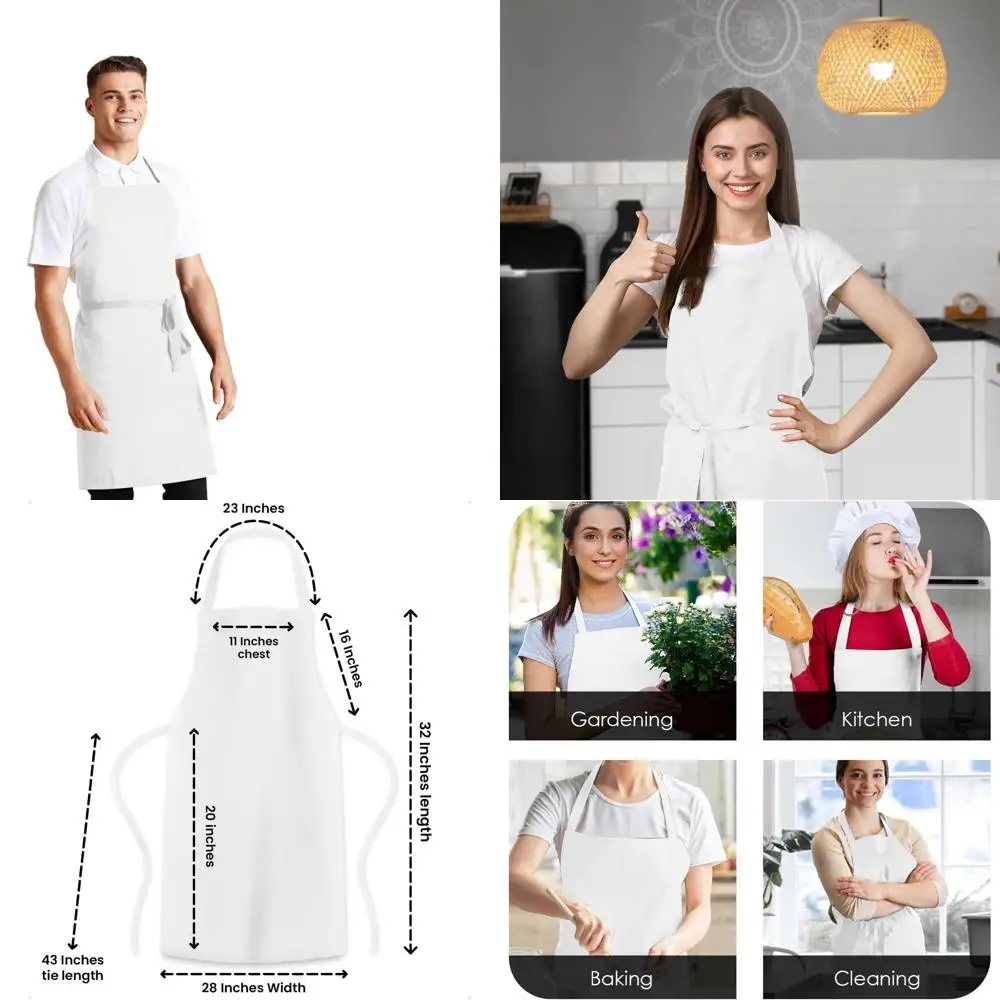 

Men's & Women's 100% Polyester Chef Aprons with Long Ties for Cooking