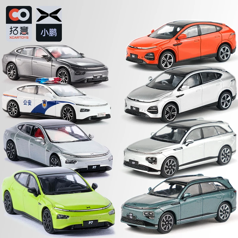 XCarToys 1/64 XPENG P7i G9 X9 Samochód Zabawki Stop Metalowe Pojazdy Model Odlewany Metalowy Prezent Świąteczny dla Dzieci Zabawki dla Chłopców