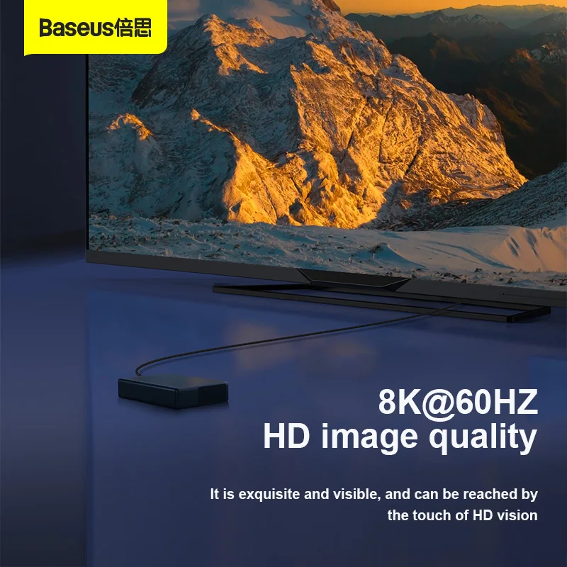 Baseus Dynamic HD HDMI 8K To HDMI 8K HD Same-screen Conversion Line Computer TV Cable Laptop Monitor Projector 3D Visual