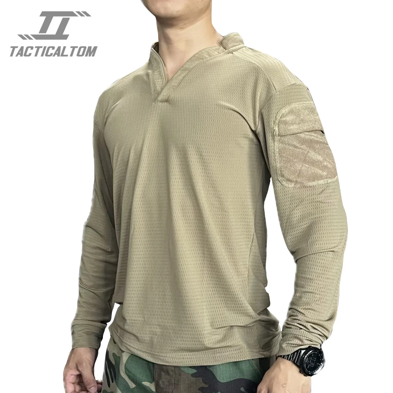 

Tactical Tom Khaki Sand Mud Rugby Shirt Breathable Soft Comfortable Quick Drying Tactical Long Sleeve VS T-shirt Top