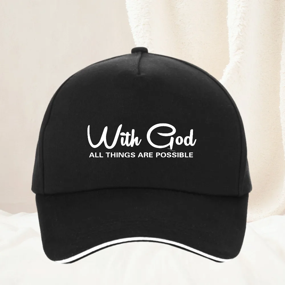 

WITH GOD ALL THINGS ARE POSSIBLE letter print Baseball Cap man Adjustable Sports Hat