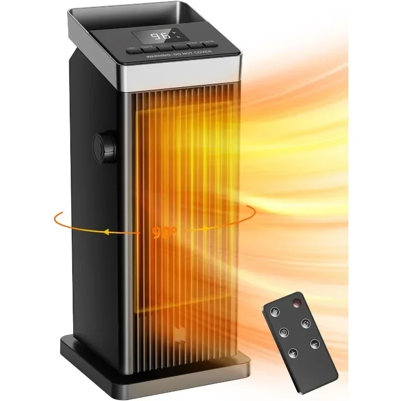 Space Heater 1500W Indoor Rapid Heating Heater 90° Oscillating Portable Heater with Remote Control