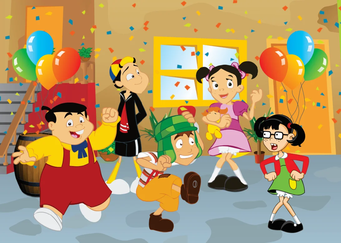 7x5FT  El Chavo Del Ocho Family Children Color Balloons Old Classic Room Custom Photo Backdrop Background Vinyl 220cm X 150cm