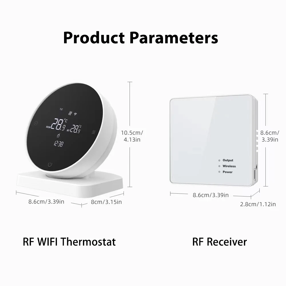 Termostato Wi-Fi sem fio para Aquecimento da Caldeira a Gás, Receptor RF, Controlador de Temperatura, Alice, Google Home, Bateria Tuya