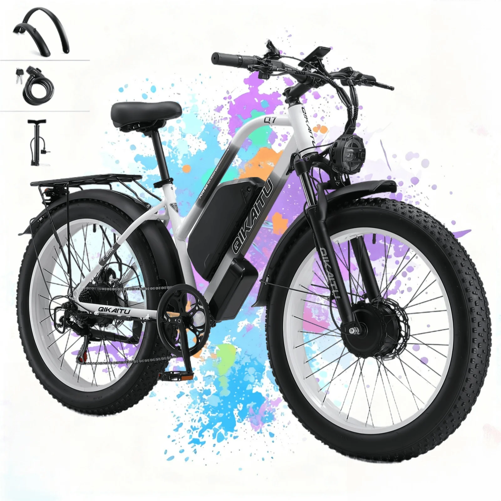 

Электрический велосипед для взрослых, 24''x4'' с двумя двигателями по 700 Вт, электровелосипед с широкими шинами, до 40+ миль пробега, скорость до 20 миль/ч, электрический горный велосипед с аккумулятором 48В 22.4Ач.