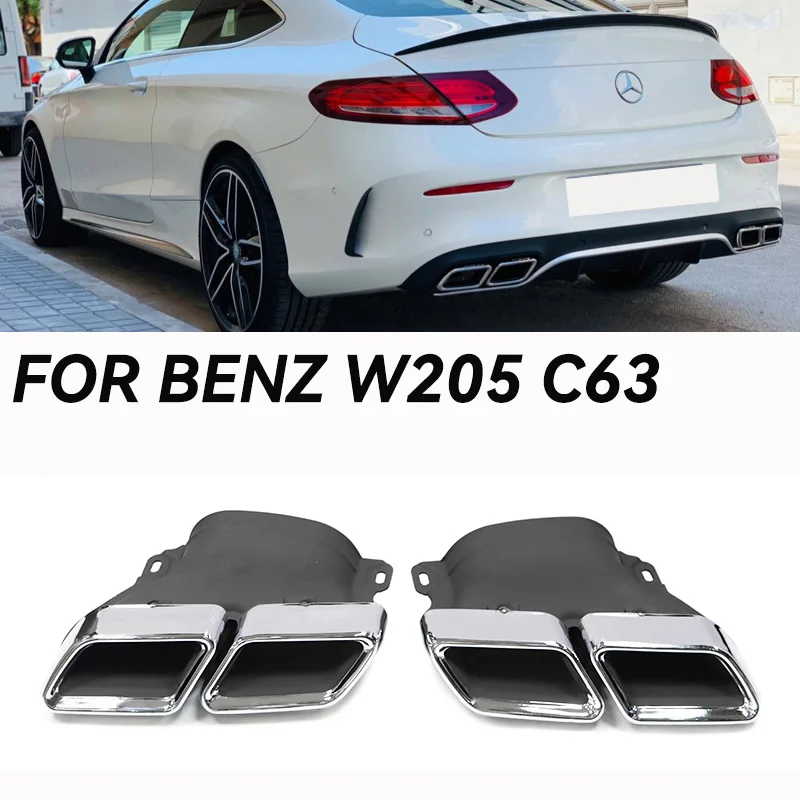 Car Quad Exhaust Tip Stainless Steel For Mercedes Benz C63 W205 C200 C300 C180 C260 2015+ Muffler Tips Tailpipe Nozzle