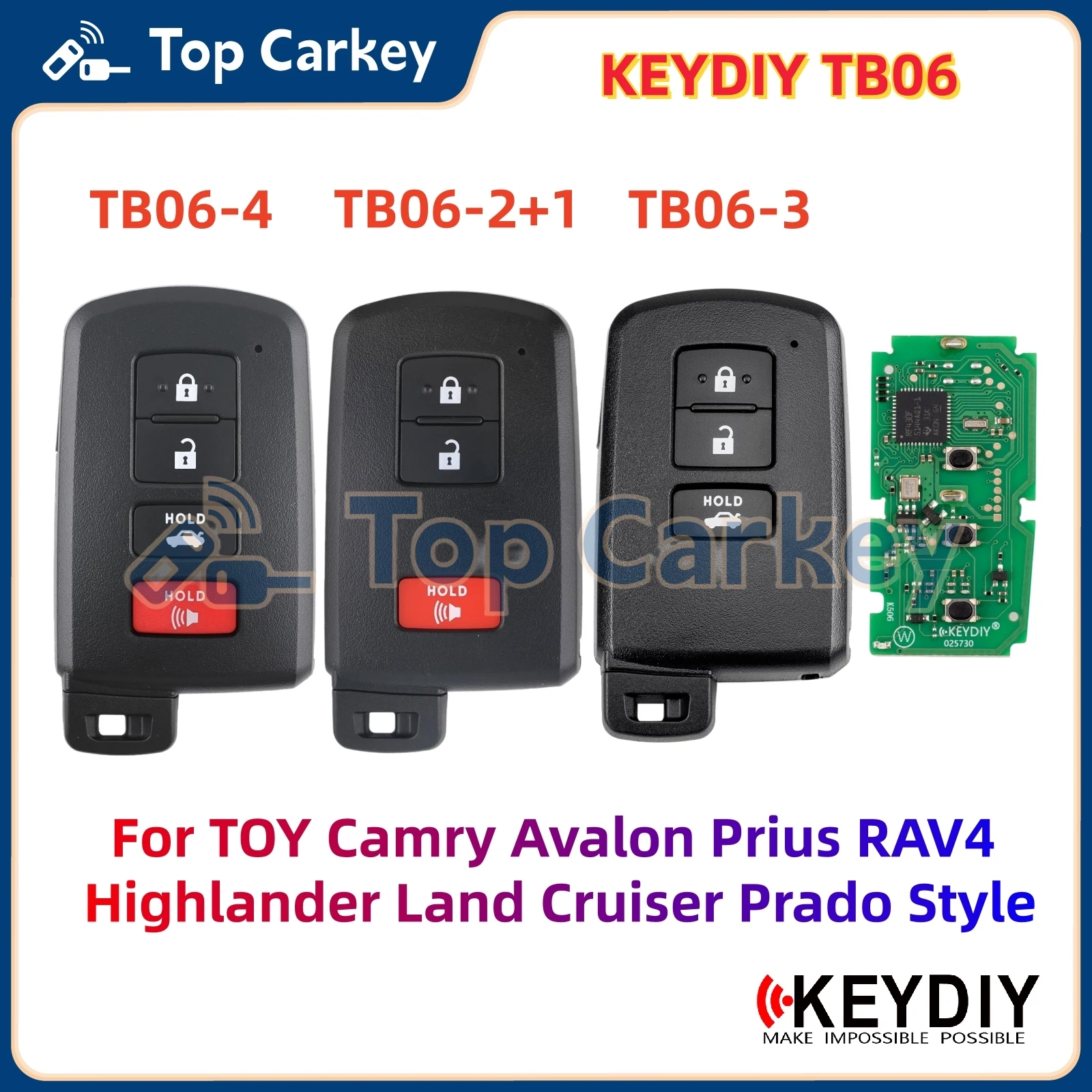 

KEYDIY KD TB06-2+1 TB06-3 TB06-4 Support 8A Chip for TOY Camry Avalon Prius RAV4 Highlander Land Cruiser Prado Style