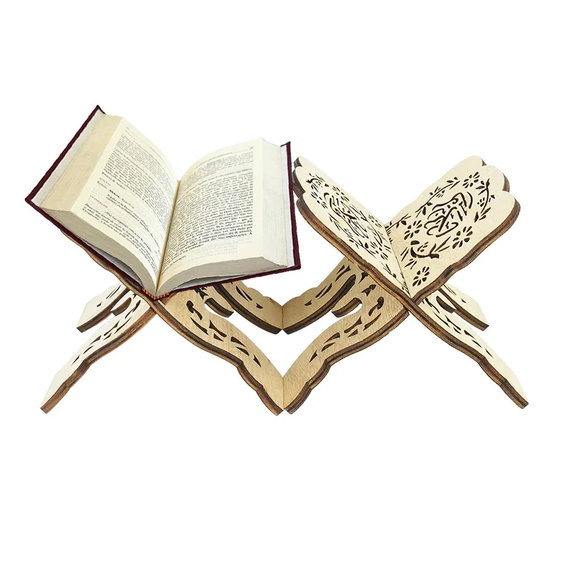 Wooden Eid Mubarak Quran Holy Book Stand Holder Ramadan Kareem Decoration Home 2025 Islamic Muslim Folding Bible Bookshelf