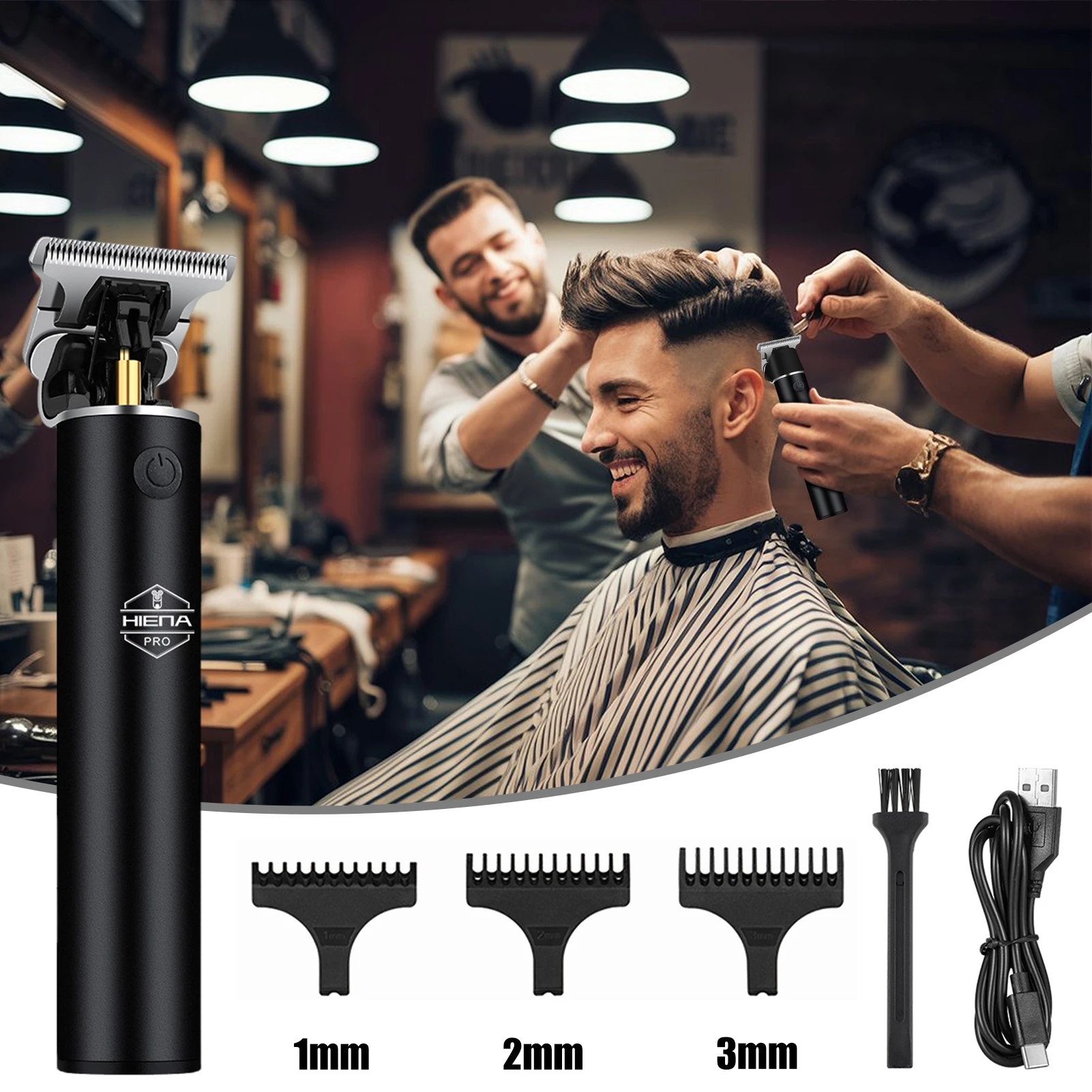 

Машинка для стрижки волос HIENA, профессиональный малошумный триммер для бороды, тип-C, зарядка, беспроводная электрическая машина для стрижки волос, бритвы для бритья