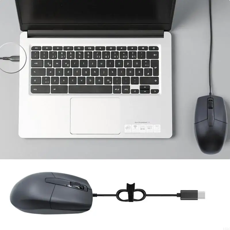 U55C Type C Optical Mouse 1000DPI HighAccuracy for Computers, Phones and Tablets 3 Buttons Ergonomic Design