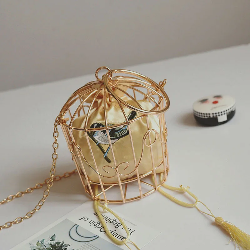 

Personality Bird Cage Women Handbag Tote Metal Cage Girls Top-Handle Bags Coin Purse Fashion Party Pouch Clutch