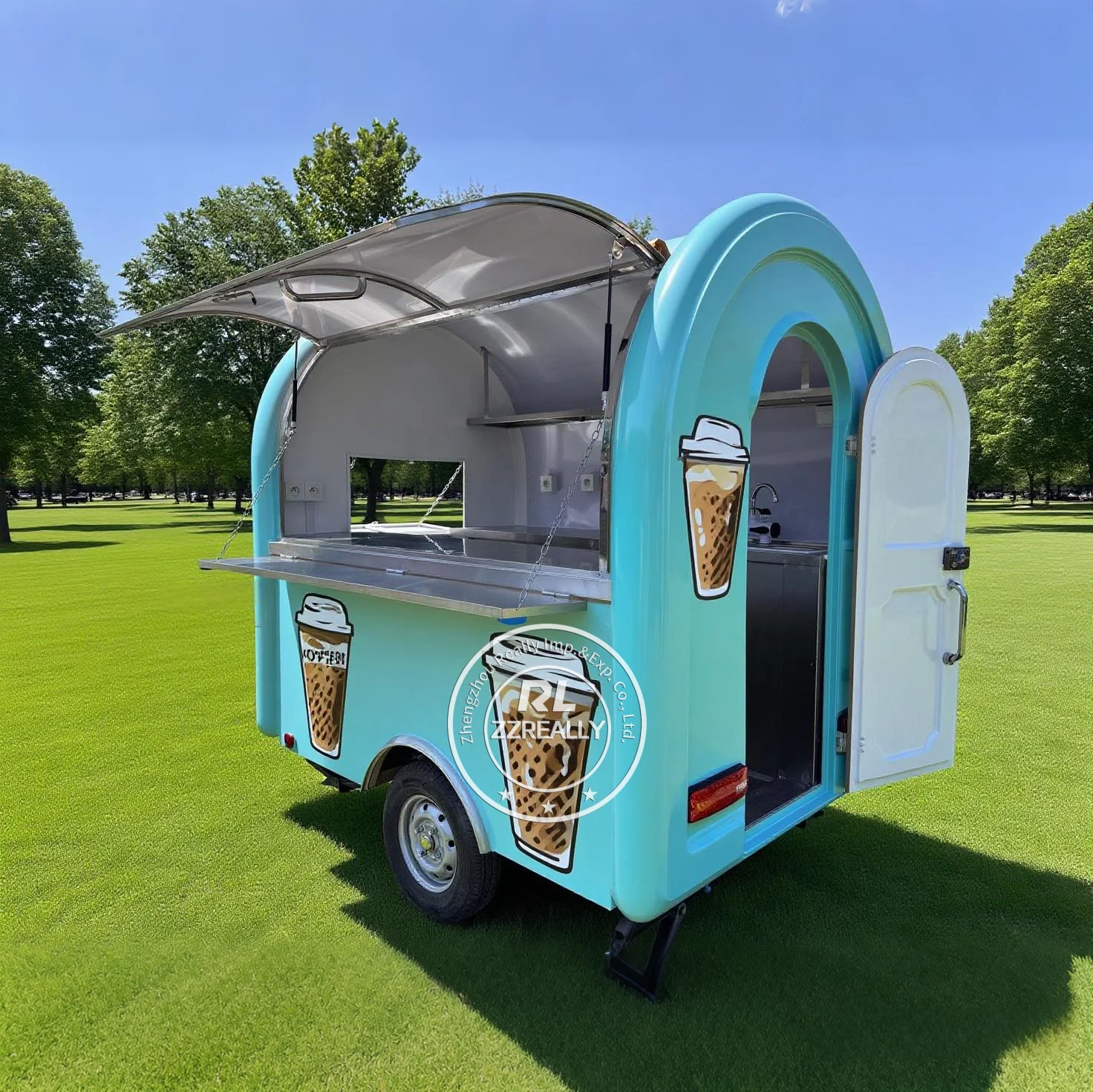 Remolque de concesión móvil, helado, barbacoa, expendedora de aperitivos, carrito de comida de cocina completo para Catering de eventos al aire libre