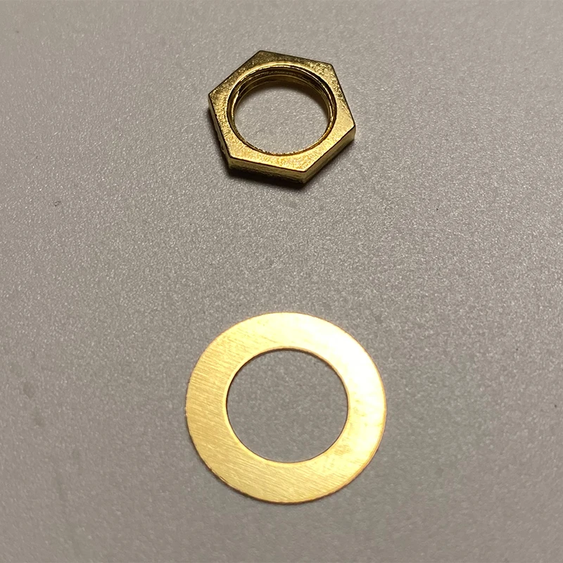 10pcs Brass Hexagonal Nuts And 10pcs Flat Washers Clock Movement Accessories DIY Wall Clock Repair Replacement Hardware Parts