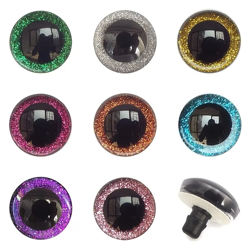 

Glitter Safety Eyes Plastic Craft Doll Eyes for Teddy Bear, Puppet, Plush Animals, Crochet Projects DIY Doll Accessories