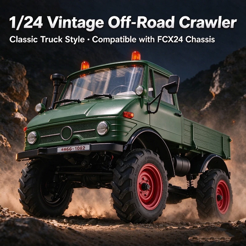 1/24 Scale 4WD RC Off-Road Crawler, Unimog Style Body Remote Control Car, Chassis Compatible With FCX24 RC Hobby Model
