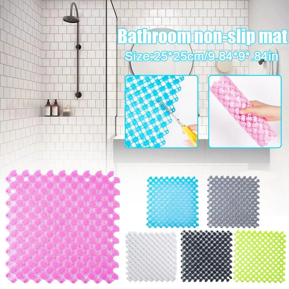 Bathroom Non-slip Bath Mat Waterproof Rug Carpet Anti Slip Suction Feet Massage Cushion Pad Toilet Splicing Floor Shower Mat