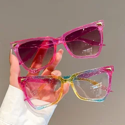 New in Y2K Irregular Cat Eye Sunglasses Women For Men Vintage Sun Glasses Luxury Brand Designer Punk Pink Colorful Rivet Shades