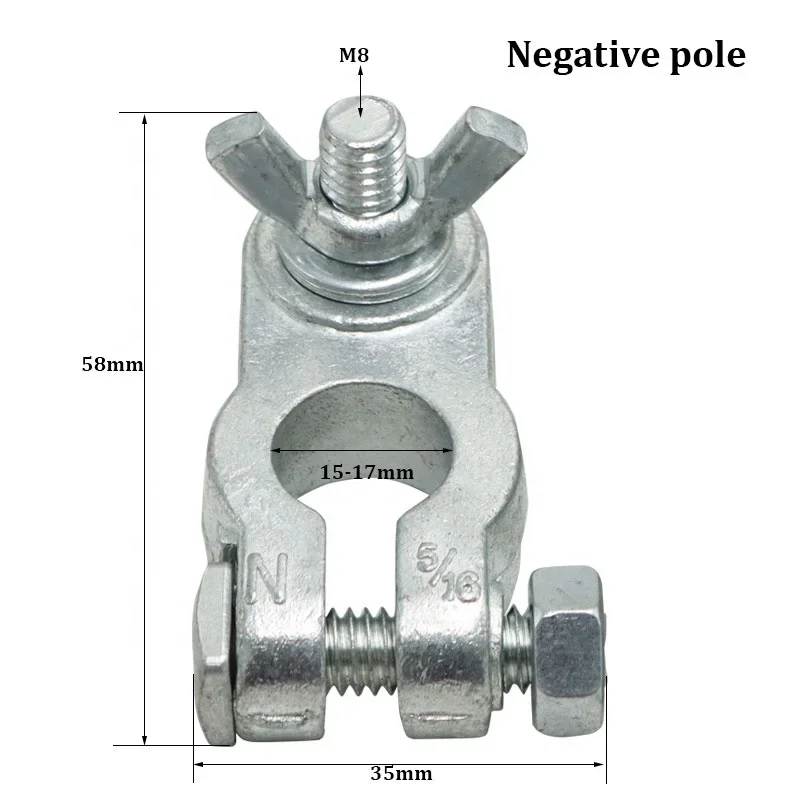 Customized Zinc-Alloy Clamps Car Battery Terminal End With Wing Nut Terminal Connectors For Car Truck Van RV Boat