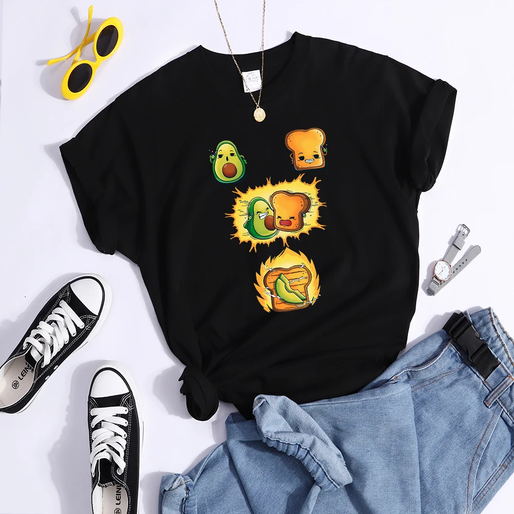 

Женская футболка Kawaii Avocado And Cheese Mixed Together Y2K Br, модная японская уличная хлопковая футболка для женщин