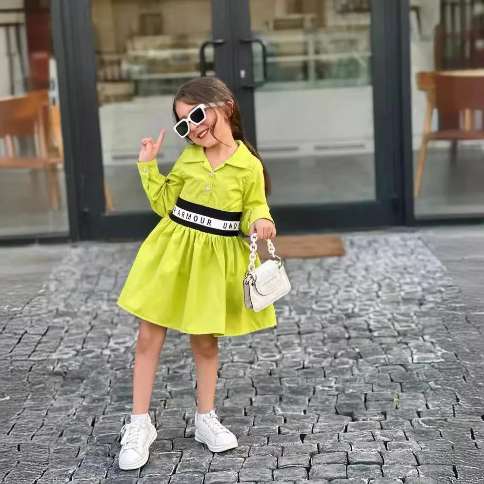 Toddler Baby Girls Casual Dresses Clothes Kids Long Sleeve Elegant Shirt Party Dress Children\'s Spring Autumn Dresses Clothing