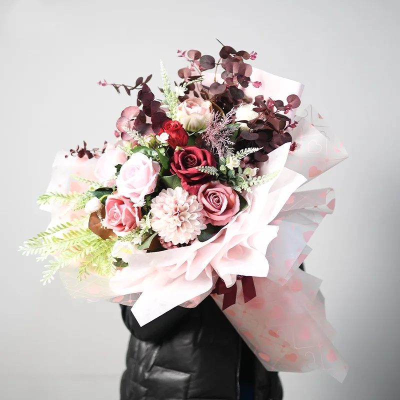 Transparent Heart  Flower Bouquet Wrapping Paper Jelly Film DIY Materials Paper Floral Art Transparent Creative Design