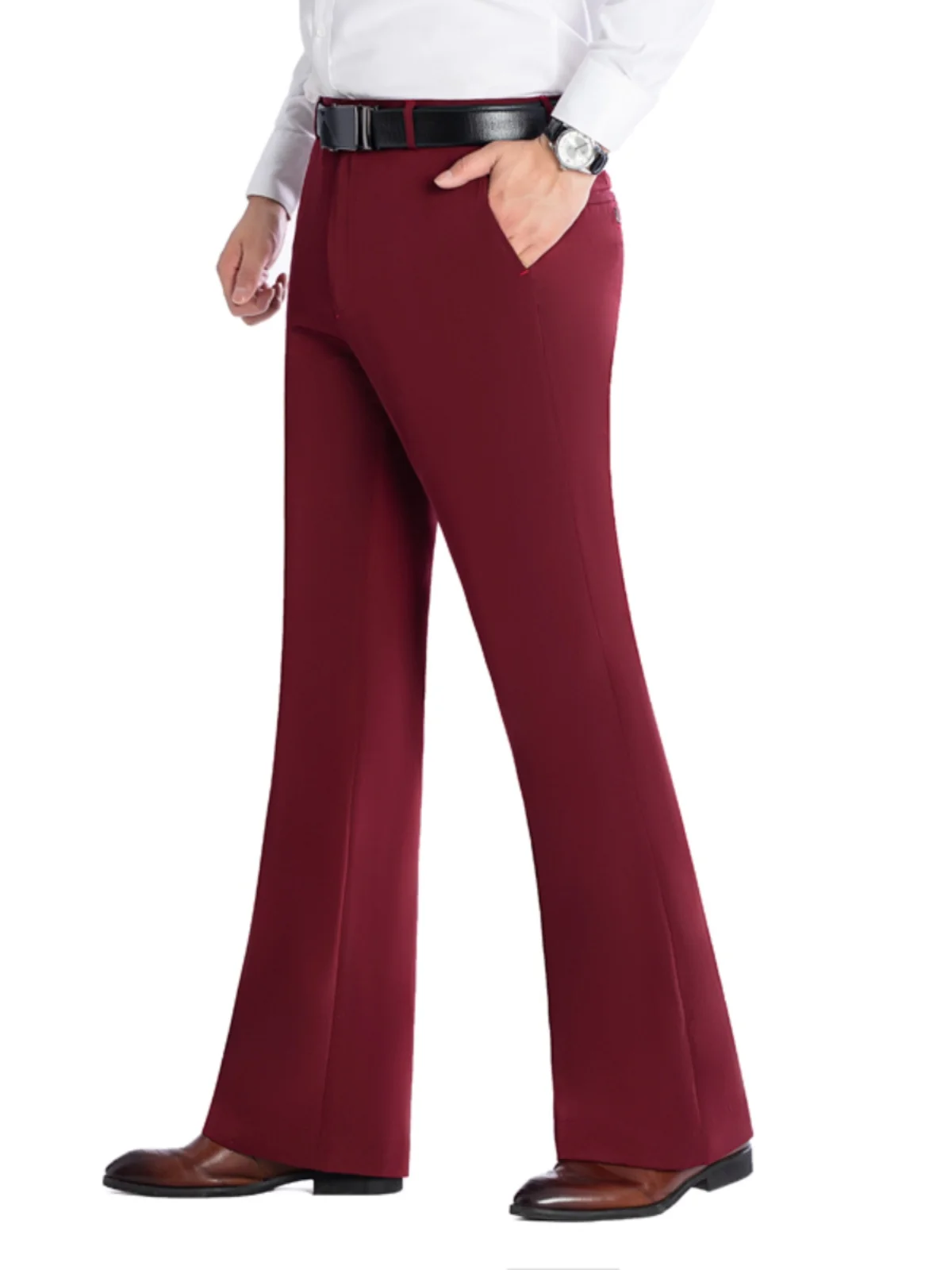 

High-End Ice Silk Men's Wide Leg Pants Summer Draping Dance Slim Fit Anti-Wrinkle Thin Smooth Flared Casual Trousers