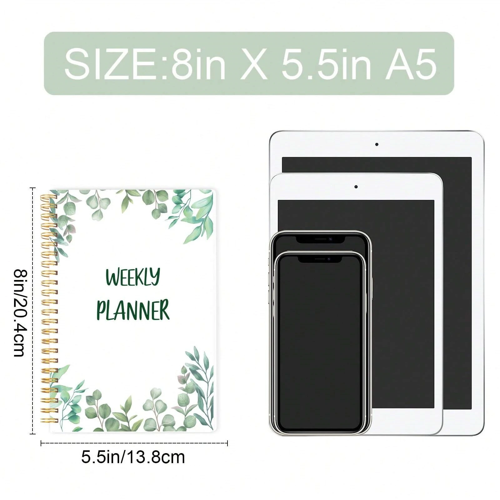 A5 Weekly Planner, Undated Organizer with Weekly Focus, To-Do List, Habit Tracker, Perfect for Work, School, and Productivity