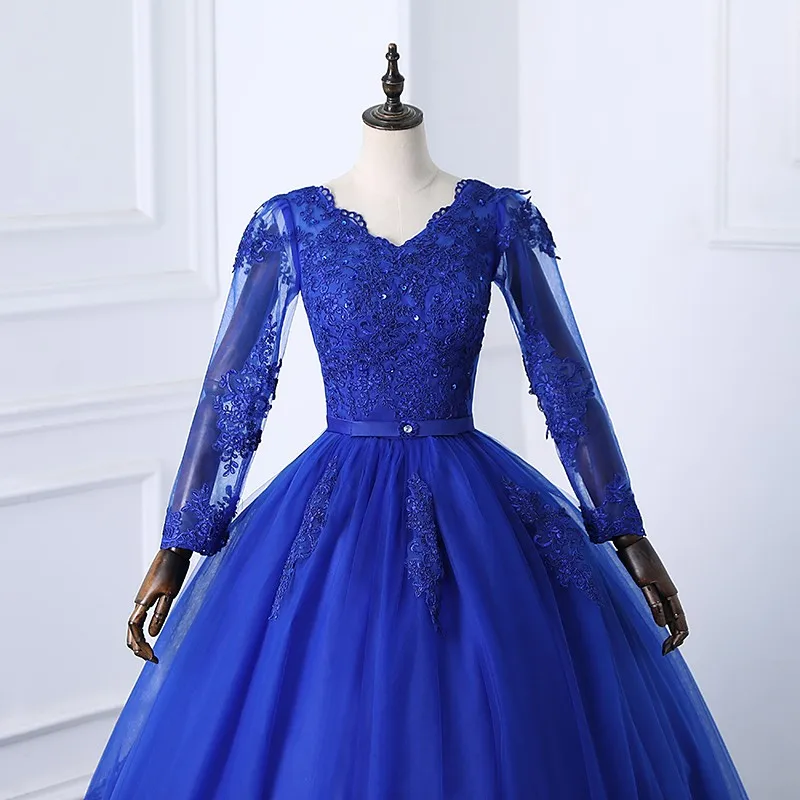 2024 abiti Quinceanera manica lunga elegante cintura abito da ballo in pizzo abito da ballo di lusso Plus Size abiti 15 per ragazza