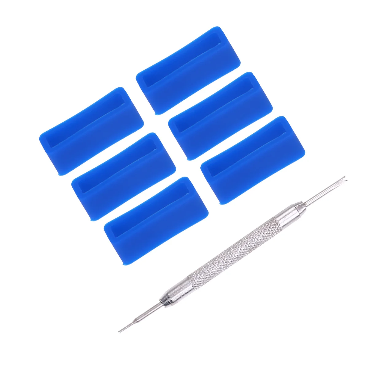 

6Pcs 20Mm Silicone Watch Band Loops Replacement Dark Blue Wear Resistant Strap Retainer with Repair Tool for Watch Accessories