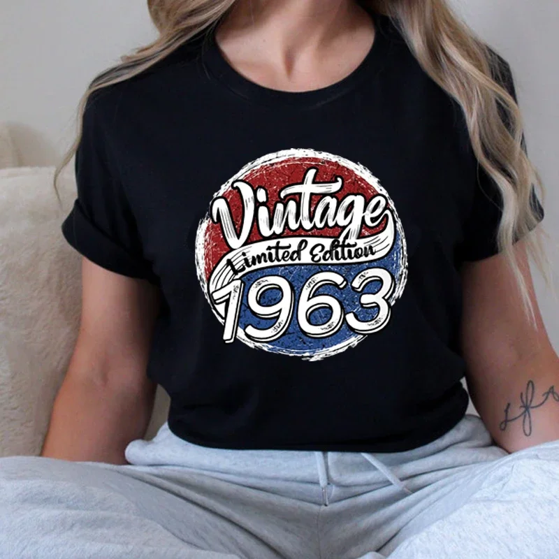 Vintage 1960 1964 Birthday Party Cotton Graphic T Shirt for Women Retro 60 64 Years Old 60s Fashion T-shirt Unisex Clothing