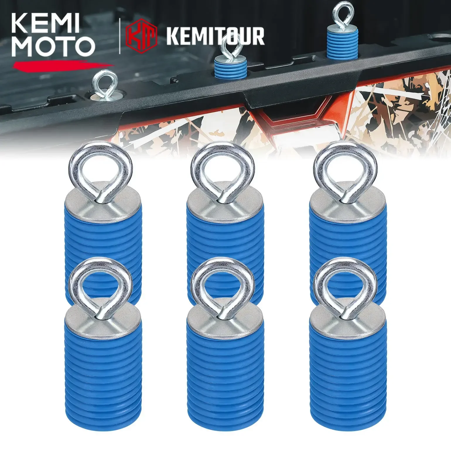 KEMIMOTO 6 pcs UTV Rubber Blue Tie Down Anchors Compatible with Polaris Ranger 1000 XP General XP4/XP 4 1000 900 800 700 570 500