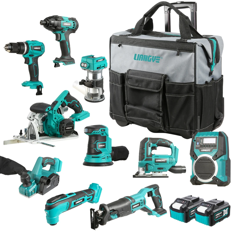 

20V Lithium Power Tools Bulk Jobsite Radio Multi Use Cutters Saws Impact Drill And Sander Construction Tool Set