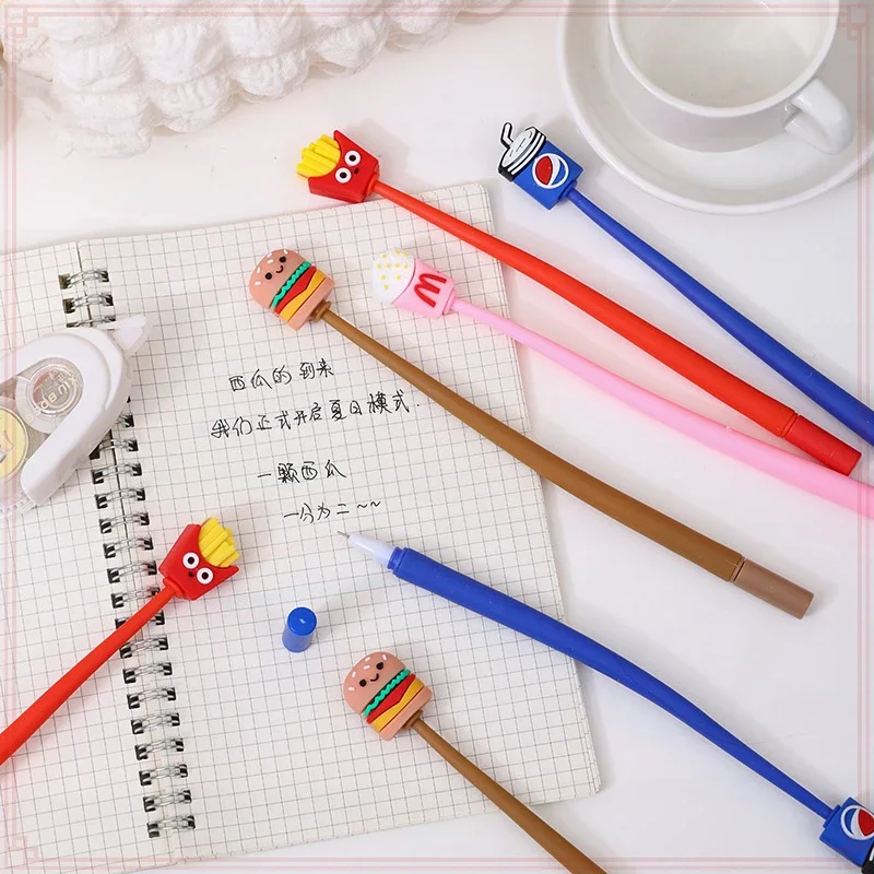 12 Pcs Wholesale Soft Burger Swinging Gel Pens Food Styling Stress Relieving Gift Student Stationery