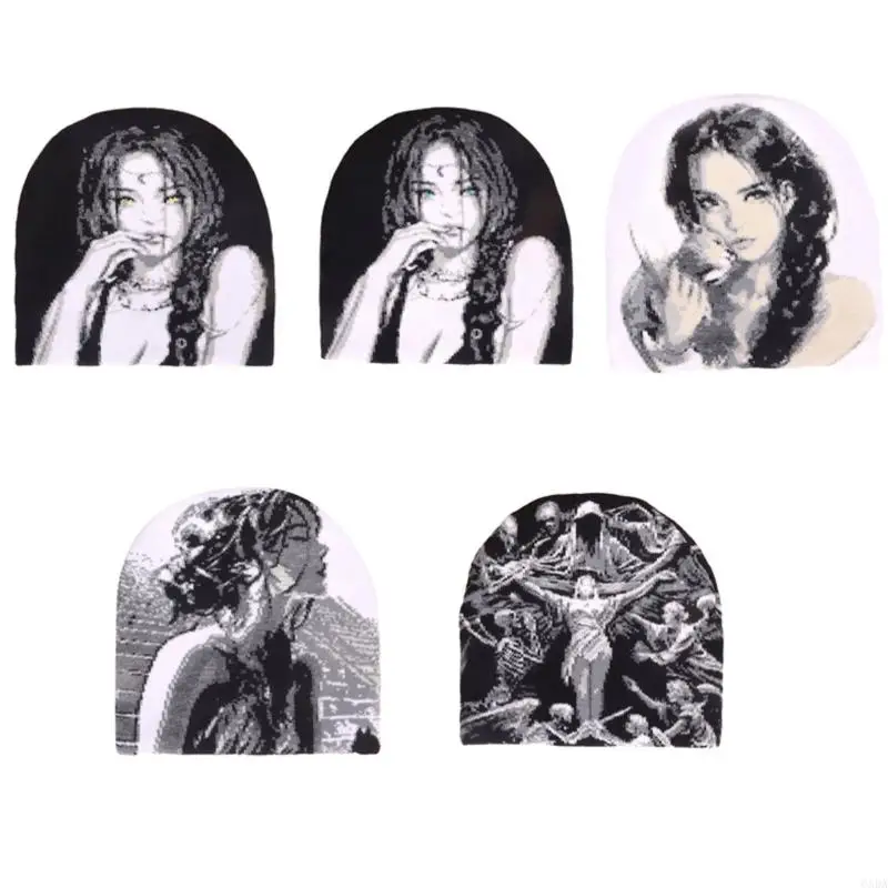 Berretto lavorato a maglia unisex Y2kbug Visual Street Fashion Comfort Fit Casual Abbigliamento da festa quotidiano 6XDA