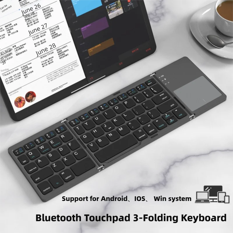 

Ультратонкая тройная клавиатура, мини-беспроводная клавиатура, складная Bluetooth с сенсорной панелью, портативная для Windows, Android, IOS, планшета