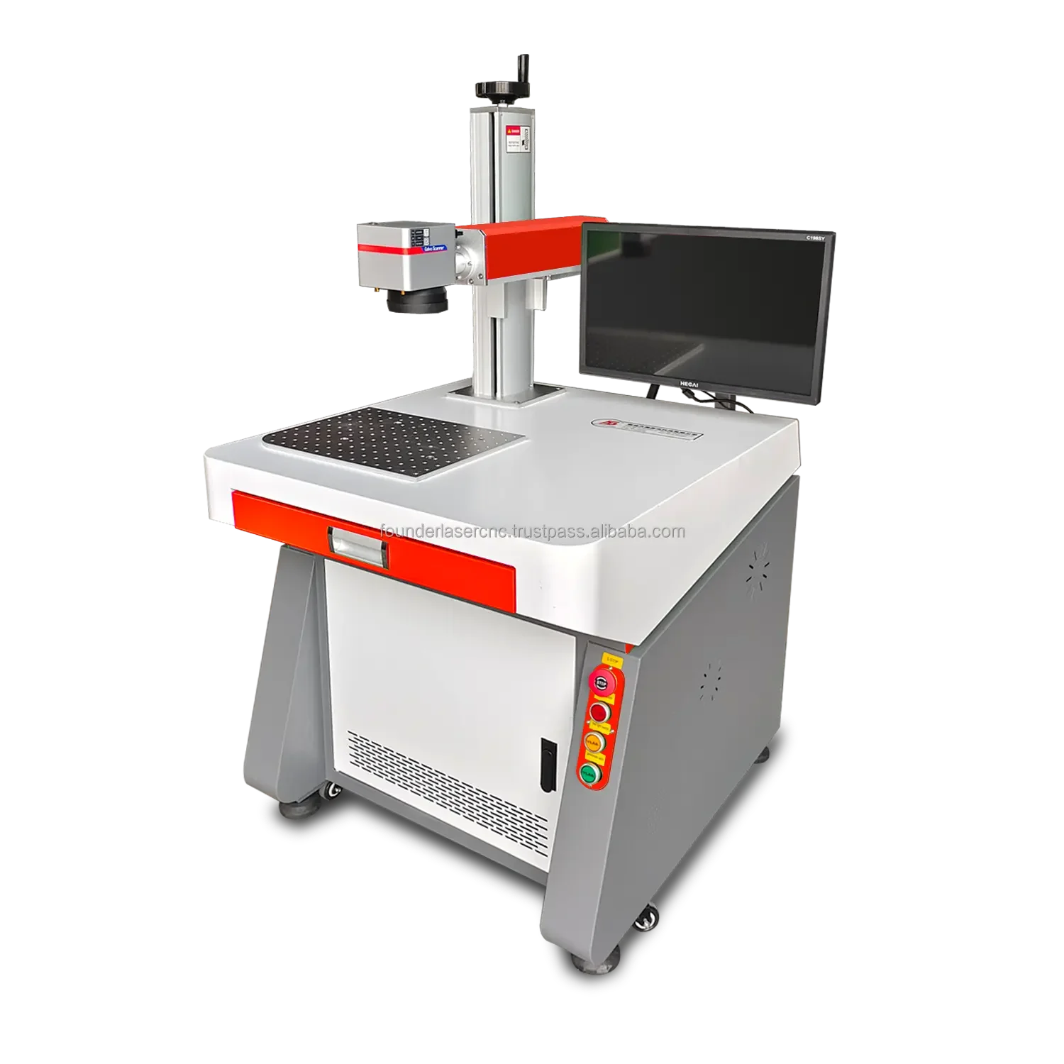 For Table Type 50X MAX 50w-fiber-laser-marking-machin With 300*300mm Size Lens SG7110 Scan Head EZCAD Control Double Red Dots