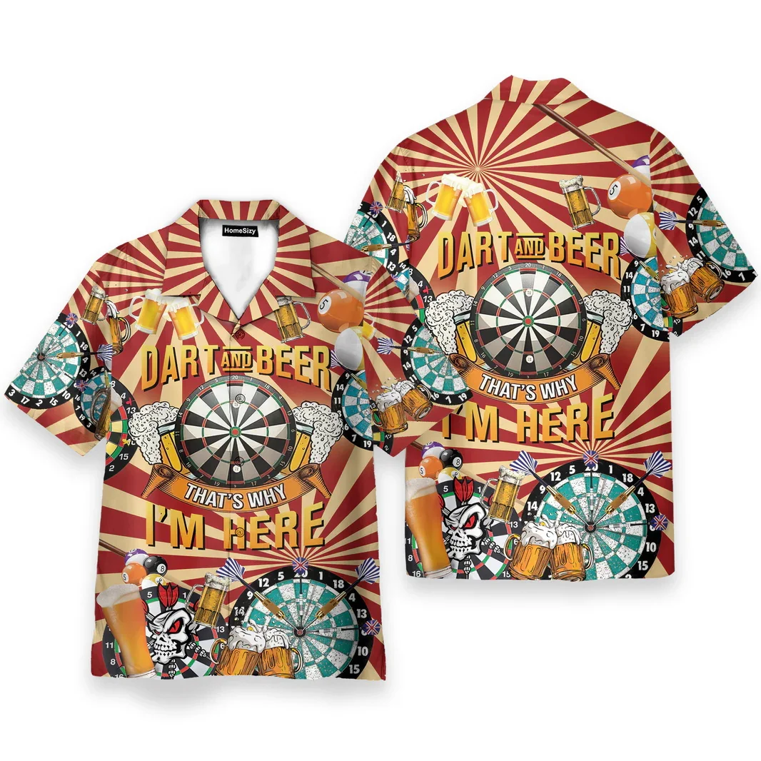 

New Beer Lovers Shirts For Man Clothes Harajuku Fashion Hawaiian Lapel Blouse Summer Aloha Beach Shirt Man Short Sleeve Tops